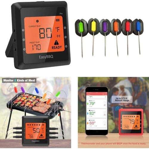 Household Meat Thermometer for Grilling Digital Cooking Food BBQ Thermometer APP & LCD Display for Smoker Grill