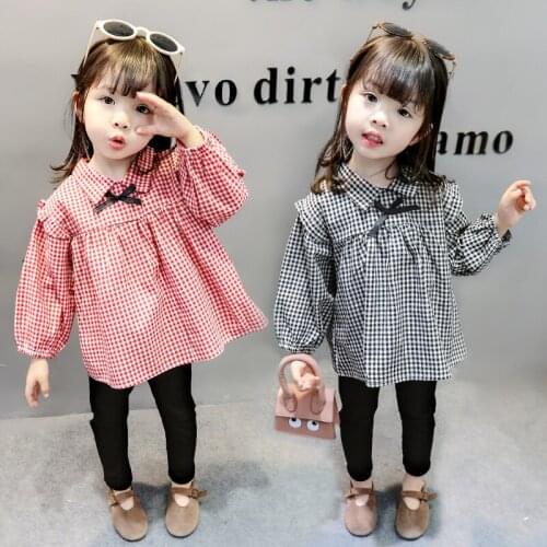1-5Age girl Kids clothes spring autumn two-piece fashion casual striped plaid long-sleeved coat + slim leggings quality clothing