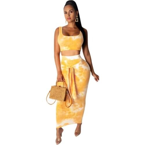 Long Dress Suit 2 Piece Women Sexy Vest Top + Slim Body Wrap Hips Long Skirt 2021 Summer New Fashion Elegant Party Vestidos