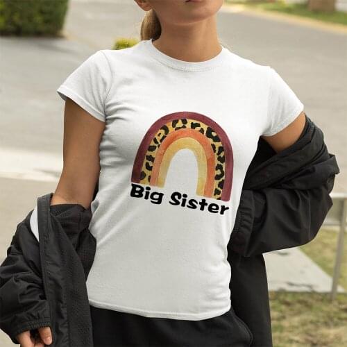 Cartoon Women T-shirts Big Sister Rainbow Bridge Print Sisters T shirt Sister Fashion T Shirt Female Exquisite Minimalist Tees