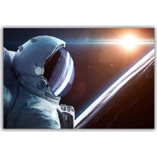 HT089 Spectacular Universe Earth And Moon Space Station Astronaut Silk Fabric Poster Art Decor Indoor Painting Gift