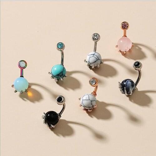 JINGLANG New Belly Button Nail Skull Hand Grip Drill Multi-color Optional Turquoise Acrylic Ball Piercing Pewelry