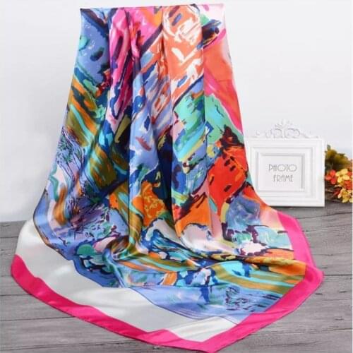 Chinese Classic Silk Scarf New Style Spring And Summer Women Silk Square Scarf Lady Fashion Printed Shawl Beach Headscarf