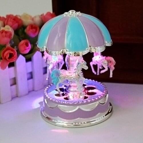 Baby Cute Music Toy LED Light Merry-Go-Round Music Horse Toy Box Christmas Birthday Gift Toy Carousel