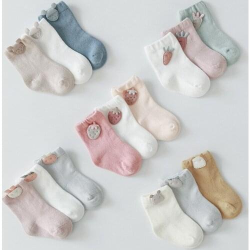 Cute Cotton Baby Girl Socks Cartoon Baby Socks for Boys 0-3T Spring and Autumn Baby Socks Newborn High Quality Middle tube