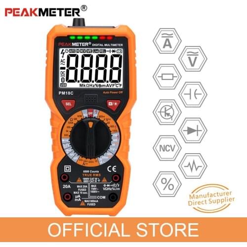 PEAKMETER PM18C Multimeter Digital High Precision Automatic Universal Meter Electrician Portable Intelligent Anti-burn