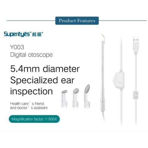 Supereyes Y003 Earpick Endoscope Earscope Cleaner Otoscope 5.4mm Handheld USB Digital Video Microscope Borescope Ear Wax Removal