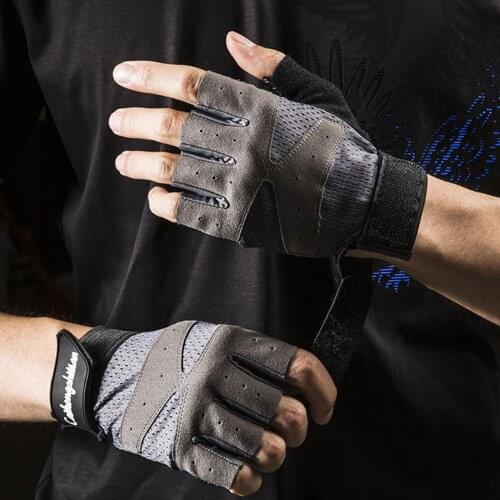 New Practical Unisex Cycling Gloves Grey Anti-slip Half Finger Fitness Gloves with Extended Wristband Hand Sport Accessories