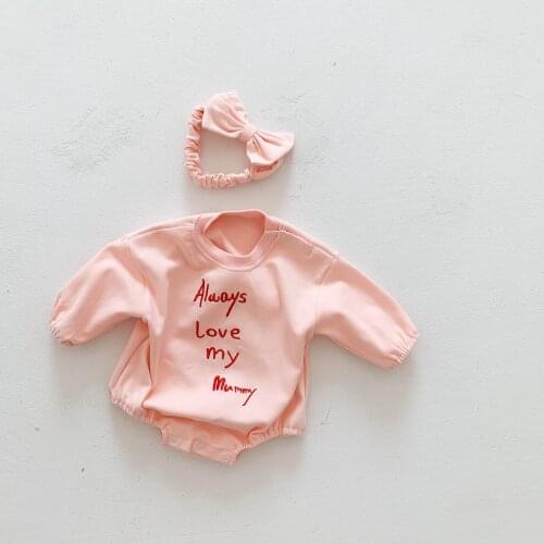 Citgeett Autumn Infant Baby Girls Boys Casual Outfits Letter Embroidery Pattern Long Sleeve Playsuit + Bow Headband Spring Suit