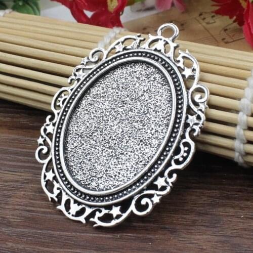 Fit 30x40mm Metal Oval Vintage Glass/Cabochon Frame bezel Settings, Bezel For DIY Bracelet 10pcs/lot K05427