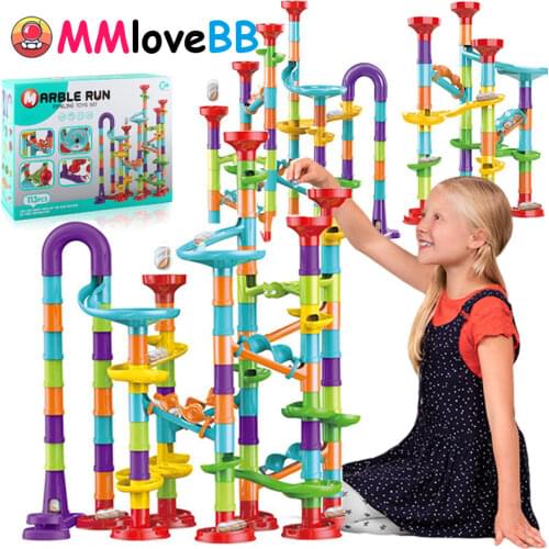 Educational Track Toy Marble Race Run Maze Balls Track DIY Construction Building Blocks Funnel Slide Big Building Brick
