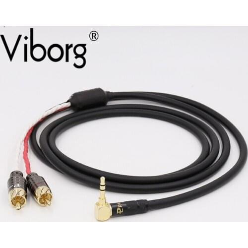 RH0003 hifi audio cable 2 rca to 3.5MM Right Angled Plug Connector hifi 1 to 2 audio video cable