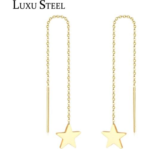 LUXUSTEEL Different Shape Ear Line Link Chain Earrings Gold/Silver Color Drop Earring Mujer Accessories Trendy Long Jewelry