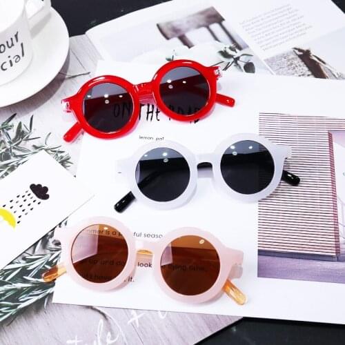 Hip Hop Men and Women Kids Sunglasses Red Retro Street Shot Spring and Summer Tide Personality Net Boys UV400 Round Plastic NLJ