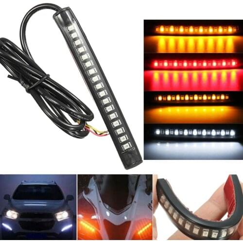 17 LED Motorcycle DRL Brake Light Turn Signal Light Strip Number License Plate Flash Tail Stop Lamp For Harley Davidsion Yamaha