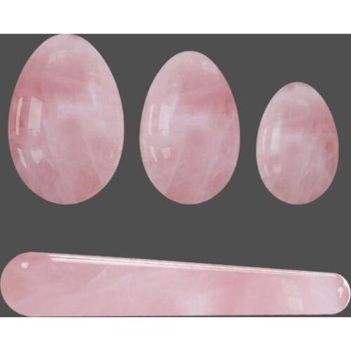 Undrilled Yoni Egg Set Women Kegel Exerciser Stone Jade Eggs Vaginal Muscles Tightening Ball Crystal Rose Quartz Eggs Yoni Wand