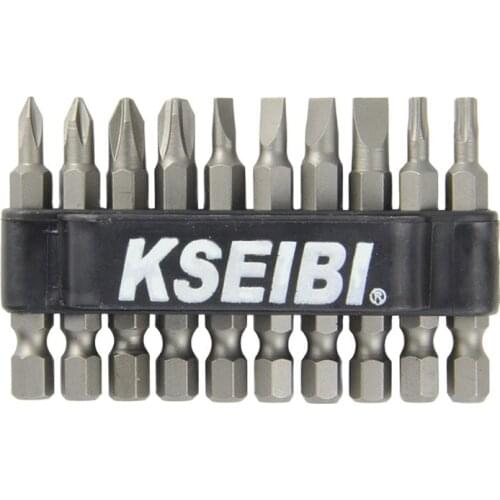 KSEIBI Hardness Single Head Electric Screwdriver Bits 65MM Cross Head Phillips Slotted Torx Screw bits Pack of 10 Tool Organizer
