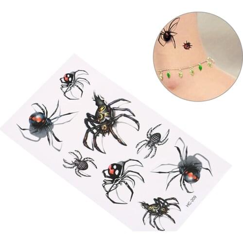 1pcs Waterproof Temporary Tattoo Stickers Spider Design Fake Tattoos Transfer Stickers Cool Man Tattoo Stickers Body Art Decor