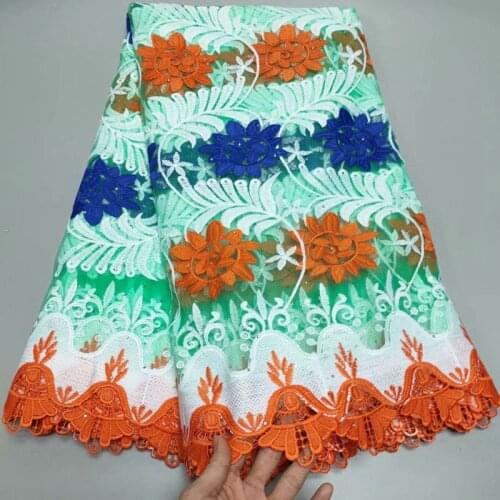 High Quality African Nigerian Tulle French Lace Fabric Embroidery Milk Silk Voile Cord Wedding Party Dress 5Yards