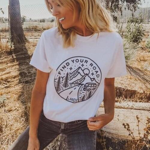 Lands Find Your Road t-shirt women graphic Fashion quote aesthetic camisetas grunge 100% Cotton casual unisex tee top tshirts