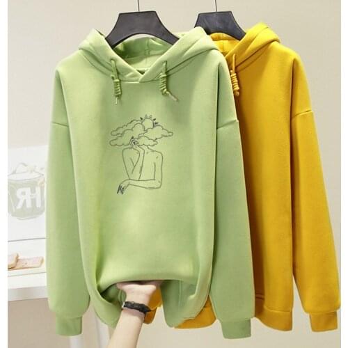 Cloud Body Print Feminine Itself Harajuku Sweatshirt Warm Punk Streetwear Kpop Oversized Hoodie Women Creative Hoodie Japan