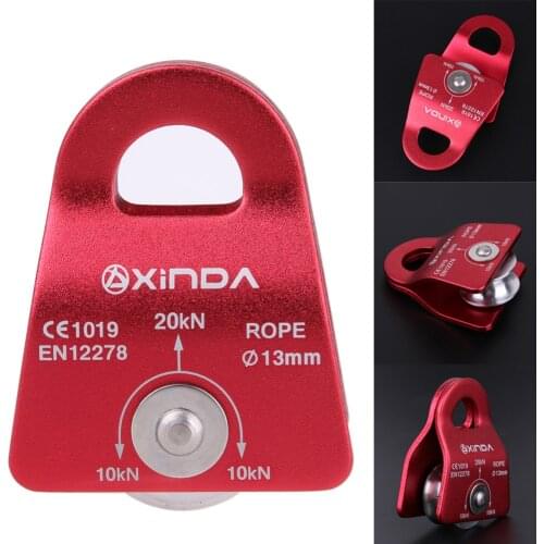1PC 20KN Outdoor Climbing Pulley Aluminum Rock Climbing Mountaineering Side Swing Downhill Pulley Lifting Rope Sling Accessories