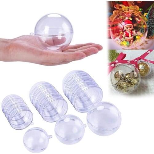 1PC Christmas Tress Xmas Decor Home Ball Transparent Open Plastic Clear Bauble Ornament Gift Present Box Decoration