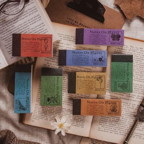 100 pcs/set Vintage Notes on plants Memo Pad Message Notes Decorative Retro Notepad Note paper Memo Stationery Office Supplies