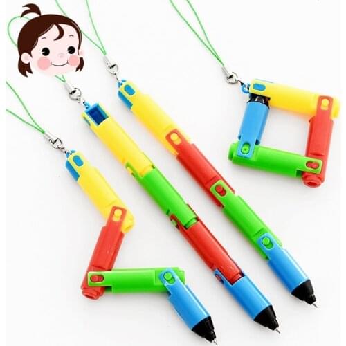 2PCS Creative Foldable Ballpoint Pen Cute Mobile Phone Pendant Curved Pen Student Supplies Prize Gift