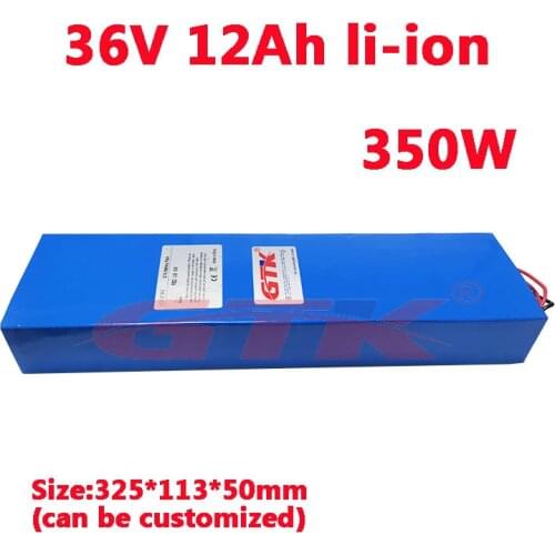 2pcs In stock!!Gtk 36V 12Ah lithium battery Li ion battery pack for 350W 250W electric skateboard scooter not 10ah 15ah+charger