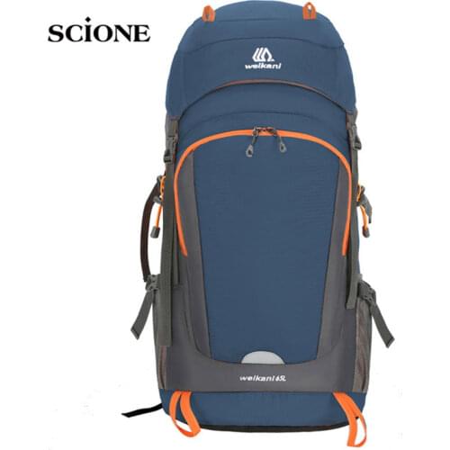 65L Mens Outdoor Climbing Backpacks Waterproof Nylon Travel Sport Mountaineering Bag Zipper Hiking Backpacker X181A