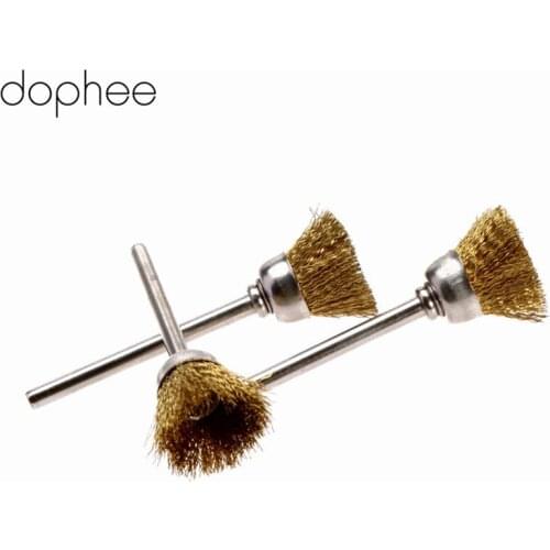 Dophee Dremel Accessories Buffing Polishing Tools 3mm Brass Wire Cup Brush For Polishing Buffing Grinding Dremel Rotary Tool*10