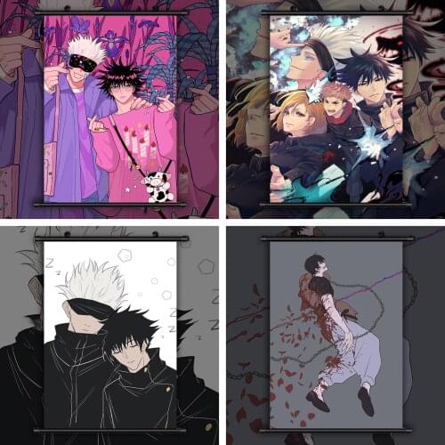 WTQ Jujutsu Kaisen^Gojo Satoru Itadori Yuji Anime Manga Canvas Painting Anime Posters Retro Poster Wall Art Picture Home Decor