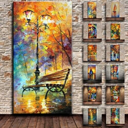 Large High Quality Brand Knife Oil Painting On Canvas Handpainted Abstract Modern Home Wall Decor Rain Tree Road Palette Picture