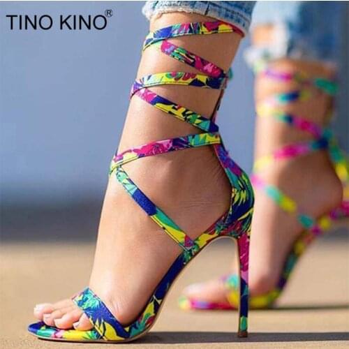 Women Sandals Sexy Summer Shoes High Heels Bandage Lace Up Woman Plus Size Party Shoe Female Pumps 2021 New Ladies Peep Toe