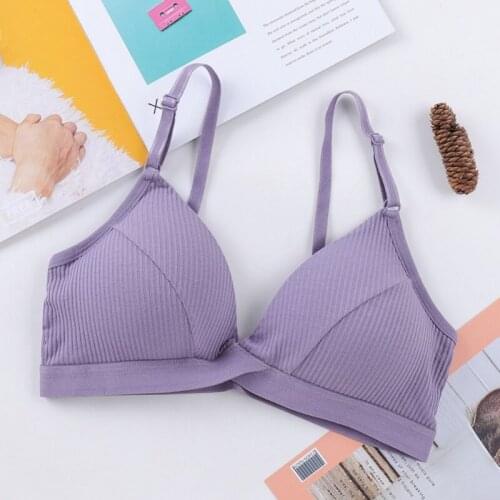 Women Sexy Seamless Bras Sweet V-Neck Triangle Gathering Underwear Adjustable Shoulder Strap Without Steel Ring Bra