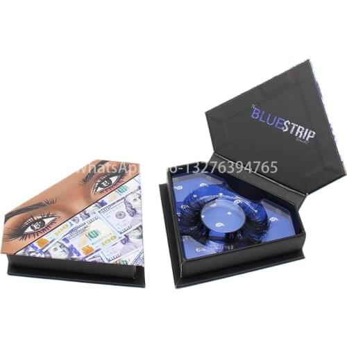 Blue Dollar Diamond Lash Cases Custom Lashbox Packaging Change Cover Photo Skin Color Eyes Color Add Inside Box Slogan and More