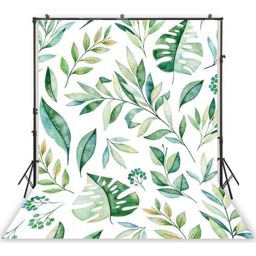 Watercolor Seamless Pattern Green Tropical Leaves Backdrop Summer Jungle Scene Background Portrait Photocall Photoshoot Filming