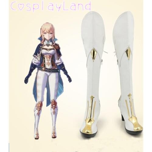 Game Genshin Impact Jean Cosplay Boots Shoes Leather Shoes Cosplay Accessories Halloween Party Shoes for Women High Heel Shoes