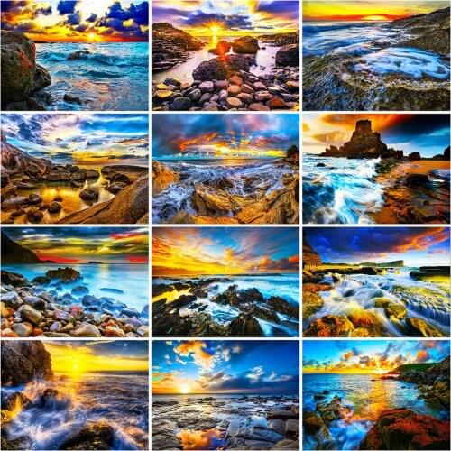 Evershine Diamond Embroidery Sunset Cross Stitch Scenery Diamond Painting Kit 5D DIY Mosaic Seaside New Arrival Home Decoration