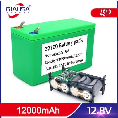GIAUSA 32700 Lifepo4 Battery Pack 4S1P 12.8V 12Ah with 4S 40A Balanced BMS for Electric Boat and Uninterrupted Power Supply 12V