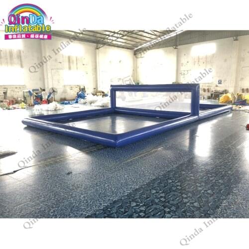 Hot summer games inflatable aqua volleyball field 10m inflatable beach volleyball court for sea