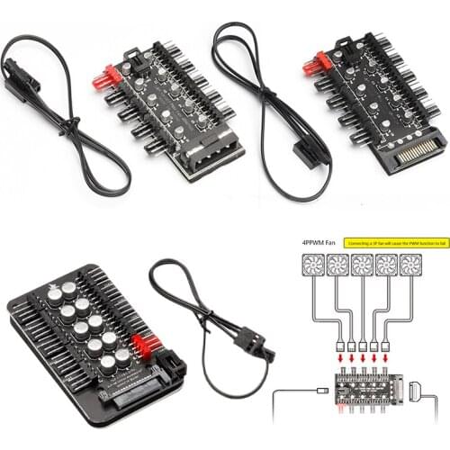 HUB Cooler Speed Controller Splitter Adapter Socket PC Speed Controller Adapter PC 1 to 10 4Pin PWM Cooling Fans