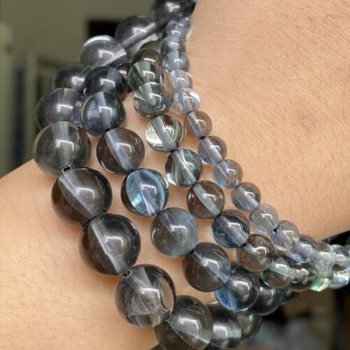 Natural Stone Gray Crystal Austrian Loose Round Beads For Bracelets Jewelry Making Diy Handmade Accessories 6-12mm Wholesale