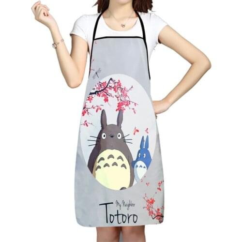 Kitchen Apron Totoro Anime Printed Sleeveless Oxford Fabric Aprons for Men Women Home Cleaning Tools Creative Gifts
