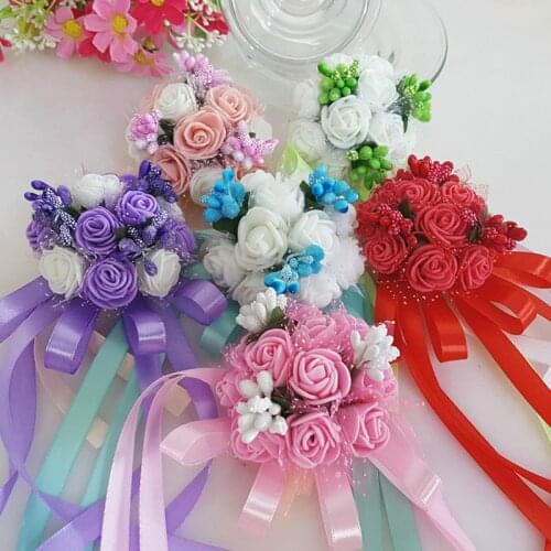 Fashion wrist flower bride bridesmaid bubble wrist flower wedding supplies children dance hand flower wedding dress accessories