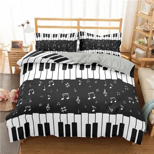 Musical Note Piano Pattern 3D Printed Duvet Cover&Pillowcase Piano Style Bedding Set Queen King Size Soft Bedroom Home Textiles