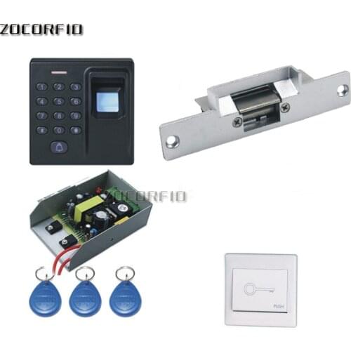 DIY wood Door Access Control System Kit Set +Strike Door Lock + Keypad + Exit Button+10 keyfobs