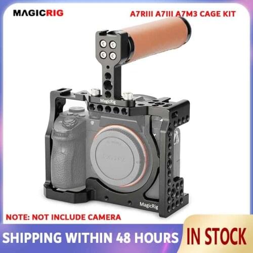MAGICRIG Cage Kit with Leather Top Handle for Sony A7RIII /A7RII /A7SII /A7M3 /A7II /A7III Camera to Quick Release Extension Kit