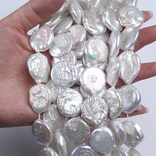 20-21 mm coin shape baroque loose freshwater pearl in strand
